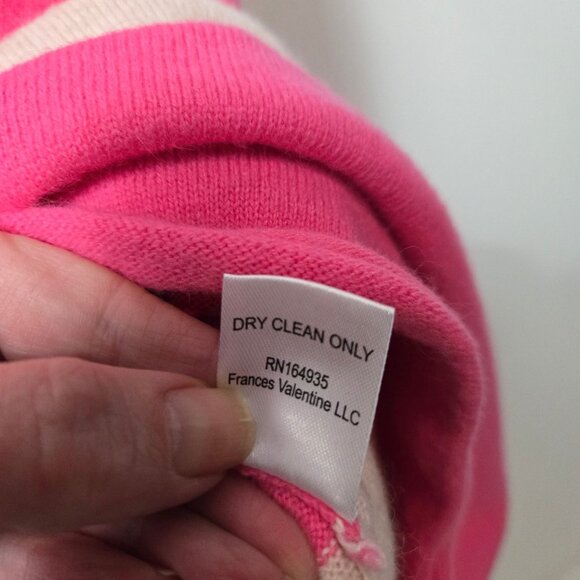 FRANCES VALENTINE Size XL Angora Lambswool Striped Maxi Sweater Dress Pink Red - Picture 9 of 10